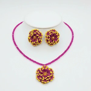 Direct Factory Supply Fuchsia Haldi Bloom <b>Beaded</b> Jewellery <b>Set</b> Handmade Floral Ethnic Jewelry for Women Available At Best Price - Product Image 6
