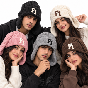 High Quality Ear Cover Knit Beanies Women's Cuffed <b>Winter</b> <b>Cap</b> Custom Logo Thick Ribbed Warm Hats Wholesale B2B Supplier USA - Product Image 3