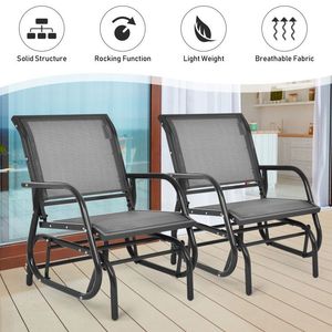 <b>Single</b> Outdoor <b>Swing</b> Glider Rocking Chair with Armrest for Garden Use - Product Image 3