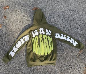 Sweat à capuche zippé personnalisable de haute qualité, couleur unie, impression 3D en relief, col anti-rétrécissement, 100 % coton, collection Printemps - Product Image 2