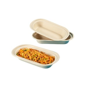 Top Selling Eco Friendly Disposable 500 ml Rectangular Pulp Moulded Food <b>Container</b> Leak Resistant Packaging for Hot/Cold Meals - Product Image 4