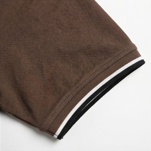 Polo en piqué à manches courtes pour homme, couleur marron, avec poche et fermeture éclair, décontracté, respirant, tricoté, design uni, coupe classique - Product Image 6