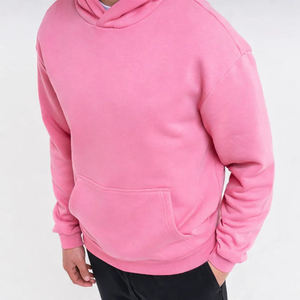 Sudadera con capucha rosa para hombre, corte regular, color sólido, tejida, informal, con bolsillo frontal, para otoño. - Product Image 4