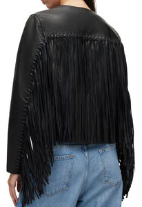 Servicio OEM Personalizado, Chaqueta Larga de Cuero con Flecos para Mujer, Estilo Occidental, Diseño Moderno al por Mayor, Tejido de Gamuza Transpirable - Product Image 5