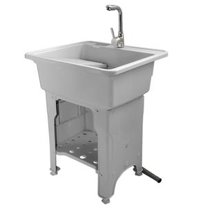 Lavatoio Grigio Autoportante per Interni ed Esterni con Rubinetto e Kit di Scarico con Tubi - Elegante Elettrodomestico da Esterno - Product Image 2