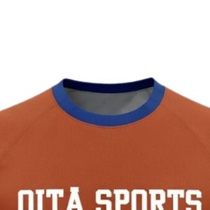 Camiseta de Netball Unisex Color Naranja Óxido y Blanco, Sublimada, de Poliéster Ligero, Cuello Redondo, Ropa Deportiva para Entrenamiento en Equipo - Product Image 3