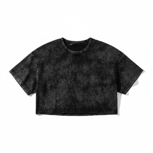 Camiseta Corta Premium de Algodón 100% en Negro Carbón, Corte Holgado Vintage - Product Image 1