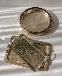 ถาดโลหะทรงสี่เหลี่ยมผืนผ้าสำหรับตกแต่งอาหารถาดเสิร์ฟทรงสี่เหลี่ยมทำจากเงินทันสมัยหรูหราทำด้วยมือใช้ซ้ำได้ - Product Image 3