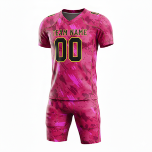 Custom Breathable Quick Dry Anti-Bacterial Anti-UV American Football Uniform Jersey Shorts Set Front Logo Position - Product Image 1