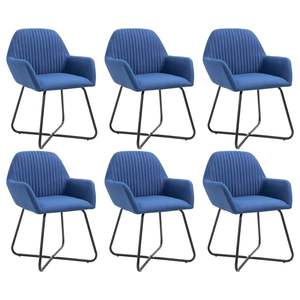 6 sillas de comedor de tela azul - Product Image 1