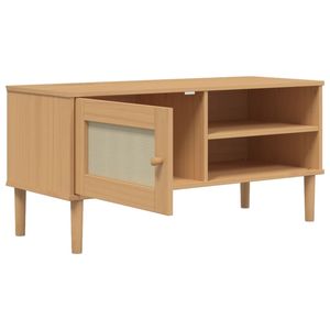 SENJA legno massello pino TV Stand 41.7 "x 15.7" x 19.3 "Rattan Look marrone - Product Image 6