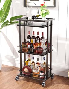 Carrito de Servicio Metálico de Diseño con Elegante Construcción de Acero con Recubrimiento en Polvo y Estantes de Almacenamiento Multiusos - Product Image 5