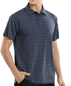 Polo en tricot rayé pour homme, manches courtes, coupe classique, bleu à motifs - Product Image 2