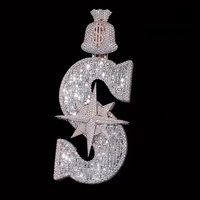 Collier unisexe personnalisé en argent 925 plaqué or avec lettre en moissanite, micro-incrustation ronde brillante, bijou de fête style hip-hop