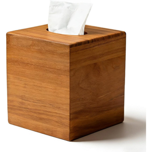 Boîte à mouchoirs en bois faite à la main avec des rayures incrustées pour la décoration de la maison, du bureau, du comptoir ou de la coiffeuse – En promotion - Product Image 5