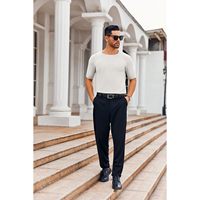 2025 hommes décontracté coupe ajustée col rond pull pull basique Stretch à manches courtes haut en tricot