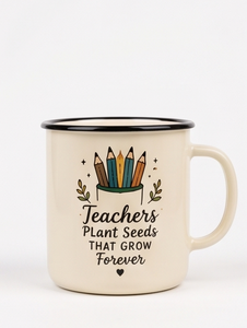Wholesale Retro Style Iron Enamel Coffee Mug Camping Teacup Featuring <b>Teacher</b> Appreciation And Pencils Art Design Portable Light - Product Image 3