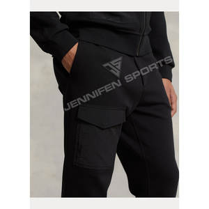 Ensemble de survêtement en molleton de coton noir pour homme, coupe oversize, avec cordon de serrage, logo personnalisé, haute qualité, idéal pour l'hiver, vente en gros - Product Image 3