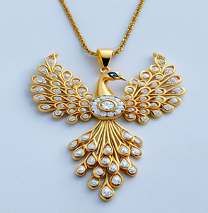 จี้รูปโคลเวอร์สีทองแบบสมมาตร ประดับกลีบดอกแบบฟิลิกรีและเพชรตรงกลาง ความหรูหราแบบคลาสสิกในราคาขายส่ง - Product Image 4