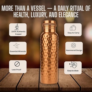 Luxury Hammered Pure Copper Eco-Friendly Dishwasher Safe Water <b>Bottle</b> Gift Set Premium Matte Black Modern Presentation <b>Box</b> - Product Image 2