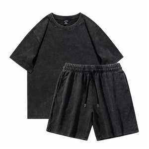 Conjuntos Deportivos BEHRAM INTERNATIONAL de Alta Calidad para Hombre, Verano, 2 Piezas, Lavado Ácido, 100% Fibra de Bambú, Logotipo Personalizado, Camiseta y Pantalones Cortos - Product Image 6