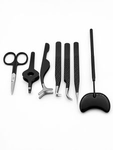 Extensions de cils noires mates, outils professionnels durables en acier inoxydable, anti-magnétiques, anti-statiques, pointe en fibre lisse 10 mm - Product Image 1