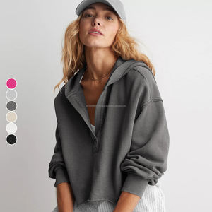 Sudadera Holgada de Moda para Mujer, Cuello en V, Tejido de Punto, Manga Larga, con Capucha, Deportiva, para Fitness, Chaqueta para Mujer, Ropa de Yoga - Product Image 1