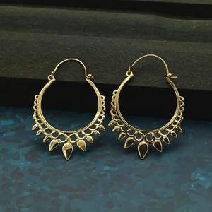 Pendientes de Aro de Latón Chapado en Oro, Estilo Bohemia, Joyería Colgante para Mujer, Diseño de Planta, Accesorio de Moda - Product Image 2