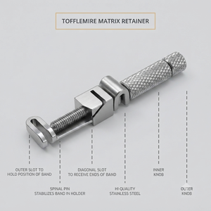 Retenue en acier inoxydable Tofflemire à poignée moletée, instrument chirurgical dentaire manuel, couleur argent - Product Image 4