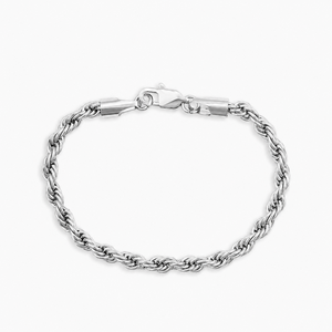 925 Sterling Silver <b>Rope</b> Chain <b>Bracelet</b> for Women White Gold Plated Twisted <b>Rope</b> Link <b>Bracelet</b> - Product Image 2