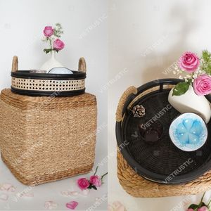 Juego de bandejas de servir HALO TONE de bambú y ratán ecológico, de un solo nivel, para vajilla, despensa, decoración de cocina, soporte para cubiertos - Product Image 6