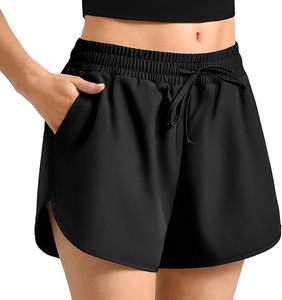 Meilleure vente d'été : Short de sport pour femme à taille mi-haute élastique, léger, pour la course, l'entraînement athlétique, la gym, avec cordon de serrage, pour usage décontracté - Product Image 2