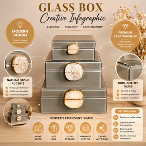 Contemporary Grey Decorative Box Set with Crystal Accent Handles Stylish Home Storage Solution for Modern Interior Decoration - Product Image 6