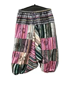 Ver imagen más grande Agregar para comparar Compartir Pantalones Hippie Hombre Pantalones de retazos para mujer Stonewash Harem Hippy Pant Hombres Baggy Str