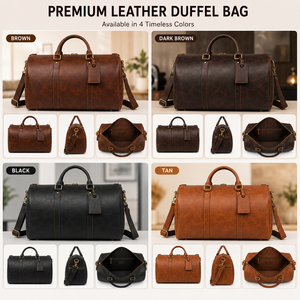 Bolsa de Viaje de Cuero Genuino Premium, Estilo Vintage, para Gimnasio o Fin de Semana, con Cierre de Cremallera, Gran Capacidad, Correa Ajustable, Hecha a Mano - Product Image 5