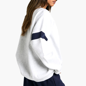 Sudadera con capucha estampada de bloques de color para mujer, 100% algodón, estilo oversize con hombros caídos, para invierno, con logo personalizado, venta al por mayor - Product Image 2