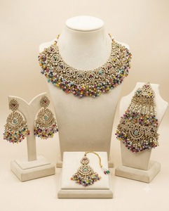 Heavy Choker Necklace With Earrings & Mang Tika Traditional Bridal <b>Wedding</b> <b>Accessories</b> Set for Women Ethnic Jewellery Wholesaler - Product Image 6