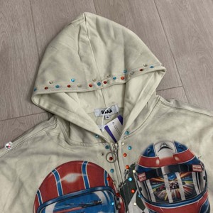 Wholesale Breathable Custom logo Pullover Unisex Eco-Friendly <b>Trendy</b> Rhinestones Fashion Solid Color Causal Heavyweight <b>Hoodies</b> - Product Image 4