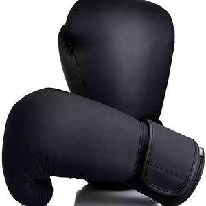 Gants de boxe en cuir PU bleu avec fermeture Velcro, sangle de poignet réglable pour l'entraînement des adultes - Product Image 1