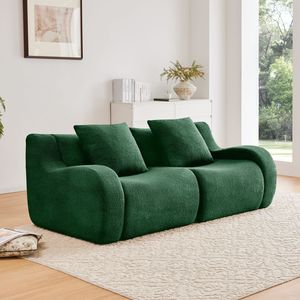 Divano Morbido in Tessuto Teddy Senza Struttura, Spugna ad Alta Densità 32D, Design Antiscivolo, Nessun Montaggio Richiesto, Arredamento Moderno per Soggiorno - Product Image 1