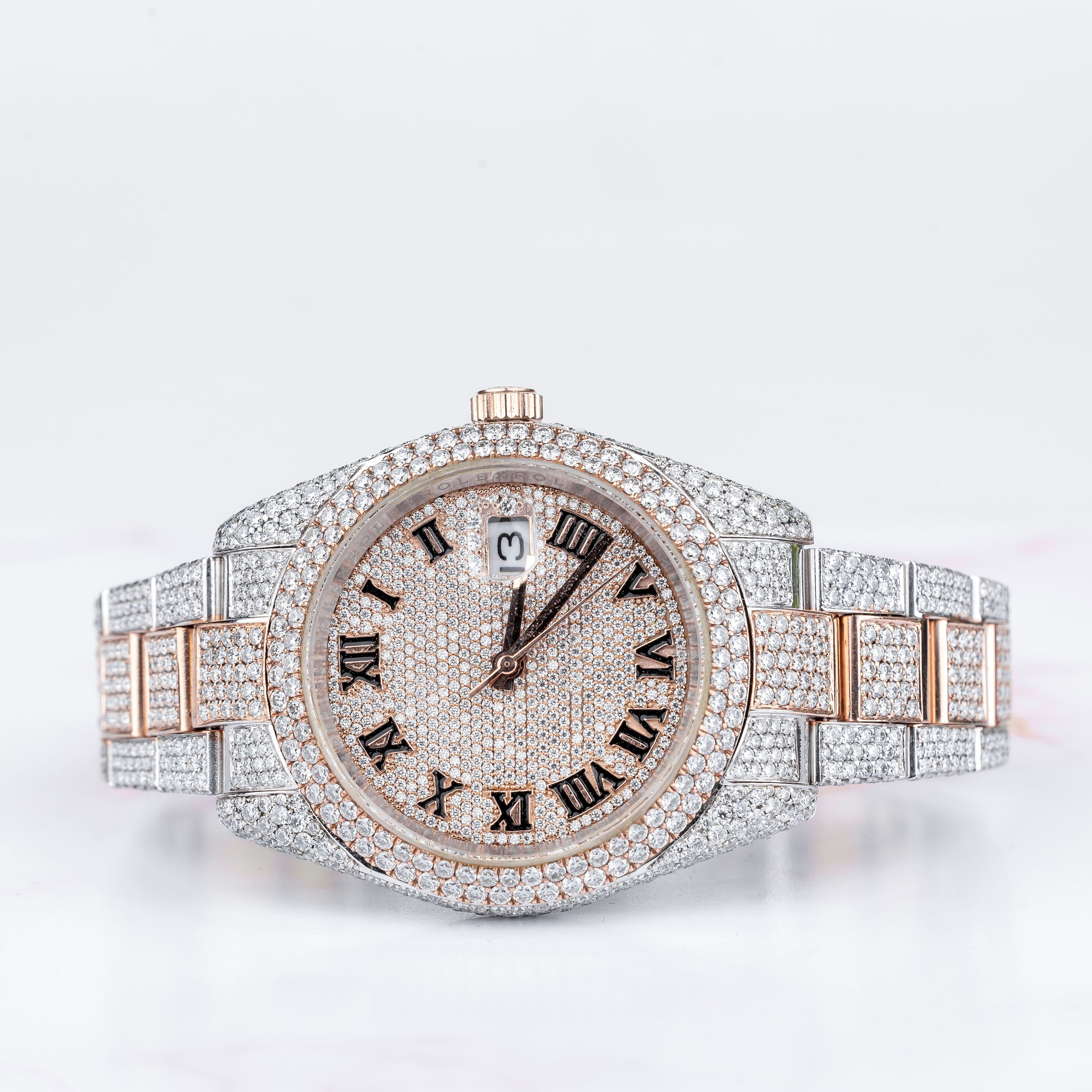Pink & White Gold Diamond Iced