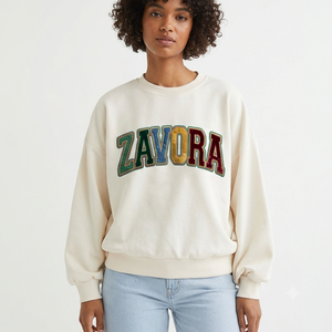 Sweat-shirt polaire surdimensionné personnalisé avec broderie en twill, col rond, pull épais, streetwear, marque privée - Product Image 1