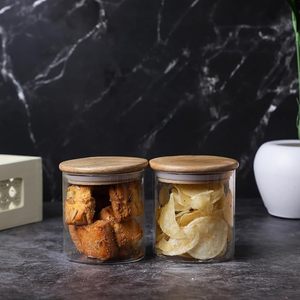 Bocaux de conservation en verre borosilicate avec couvercle en bois, récipients de cuisine hermétiques pour le stockage des aliments, l'organisation du garde-manger et l'utilisation domestique - Product Image 4