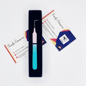 Pince à cils en acier inoxydable massif à prise diamant à 90 degrés de couleur personnalisée pince à épiler d'extension de cils produit durable - Product Image 5