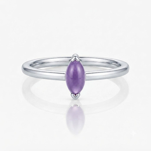 Rhaya Jewels – bijoux pour femmes, style bohème élégant et tendance, plaqué rhodium, argent sterling 925, coupe marquise, cabochon, améthyste, serti à griffes - Product Image 2