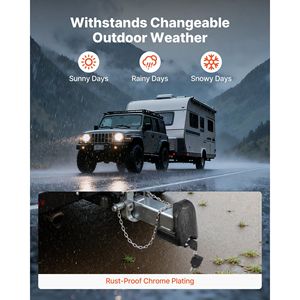 Verrou de remorque antivol robuste, compatible avec les attaches de 1-7/8, 2 et 2-5/16, résistant aux impacts, 3 clés, noir, pour camping-cars et remorques - Product Image 4