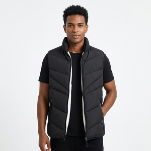 Gilet d'hiver matelassé pour homme, col montant, fermeture éclair, sans manches, épais et chaud - Product Image 6