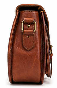 Vintage Genuine Leather Fashion Saddle Crossbody Bag for Women Handmade <b>Shoulder</b> Purse with Adjustable <b>Strap</b> Daily Life Use - Product Image 3