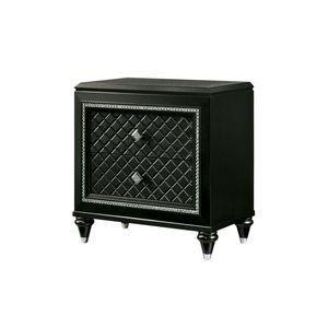 Comodino 2 cassetti grigio metallizzato in legno con Design a trama di ciottoli - Product Image 1