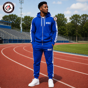 ชุดวอร์มผ้าฟลีซปักลาย Phi Beta Sigma แบบสั่งทำสำหรับผู้หญิง |   เสื้อผ้าฝ้ายปักลายสำหรับกลุ่มเพื่อนร่วมงาน ขายส่ง 100% ผ้าฝ้าย สำหรับฤดูหนาว ดีไซน์ 2 in 1 - Product Image 4